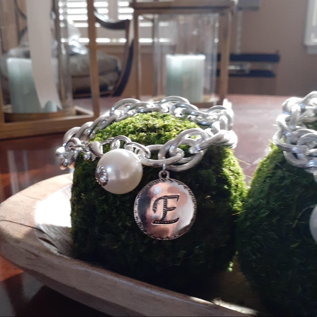 Initial E Silver Preppy Bracelet
